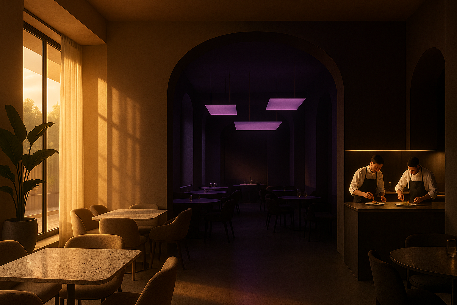 FlavorVolt dining spaces collage